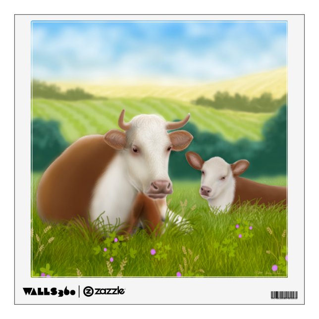 Hereford Cow with Calf Wall Decal (Front)