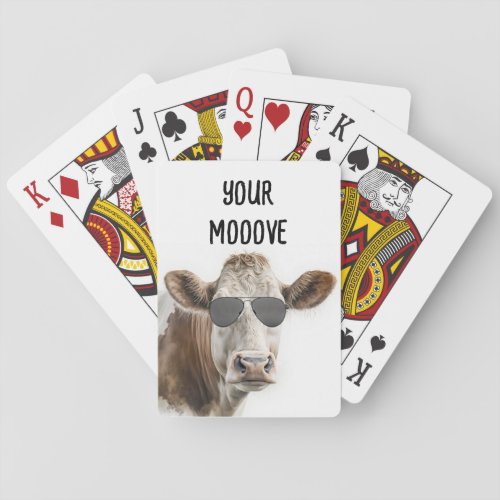 Hereford Cow With Sunglasses Poker Cards