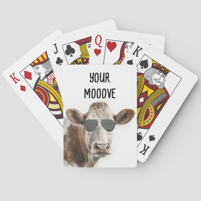 Hereford Cow With Sunglasses Poker Cards (Back)