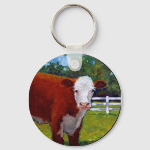 HEREFORD HEIFER COW ART KEYCHAIN