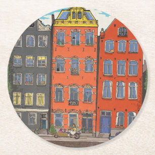 Herengracht Canal Amsterdam Netherlands Round Paper Coaster
