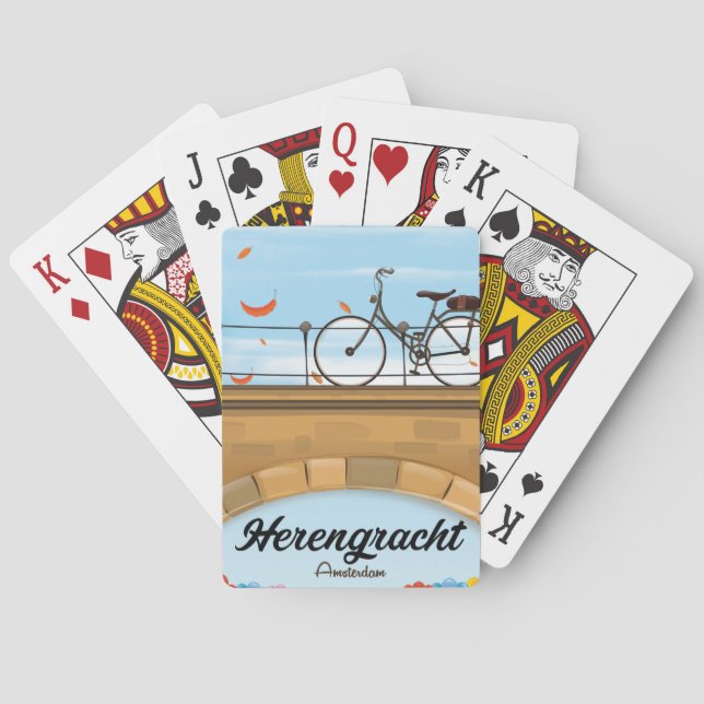 Herengracht Canal Amsterdam Travel poster Poker Cards (Back)