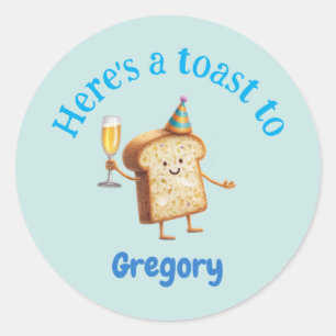 Here's A Toast To + Name, Bubbly Classic Round Sticker