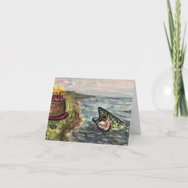 Here's Fishing You a Happy Birthday Thank You Card (Front)