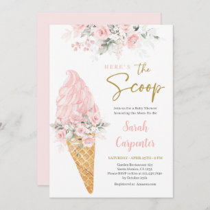 Here's The Scoop Baby Shower Girl Invitation