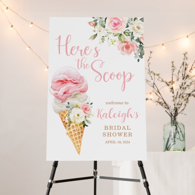 Here's the Scoop Baby Shower Welcome Sign (In Situ (Stand))