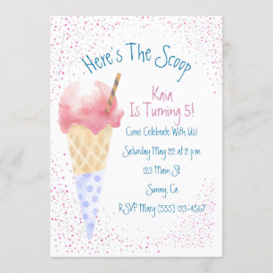 Here's the Scoop Birthday Invitation