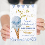 Here's The Scoop Blue Ice Cream Boy's 1st Birthday Invitation<br><div class="desc">Here's The Scoop Blue Ice Cream Boy's 1st Birthday Invitation</div>