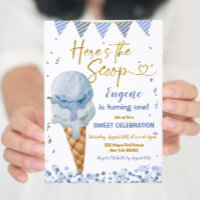 Here's The Scoop Blue Ice Cream Boy's 1st Birthday