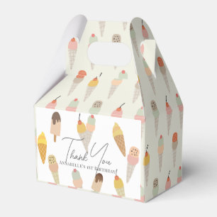 Here's the Scoop Colorful Ice Cream 1st Birthday Favor Boxes