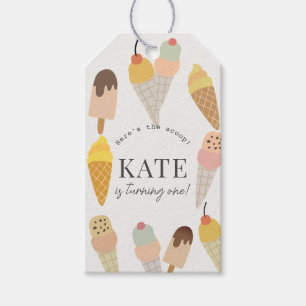 Here's the Scoop Colorful Ice Cream 1st Birthday Gift Tags