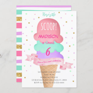 Here's the Scoop Colorful Ice Cream Invite