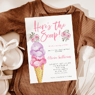 Here's the Scoop Ice Cream Baby Shower Invitation