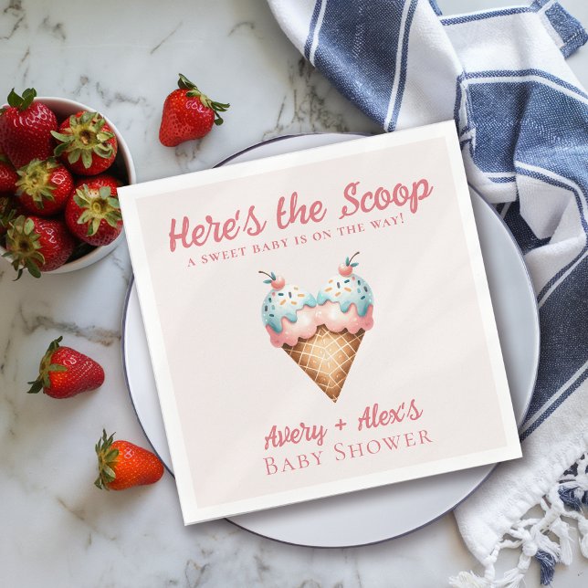 Here's the Scoop Ice Cream Baby Shower Napkins (Creator Uploaded)
