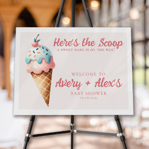 Here's the Scoop Ice Cream Baby Shower Welcome Foam Board