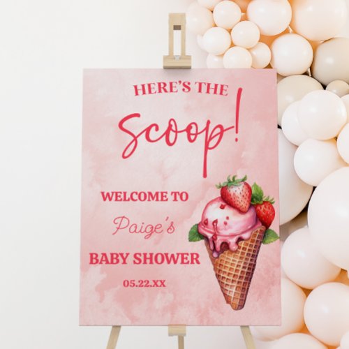 Heres The Scoop Ice Cream Baby Shower Welcome Sign