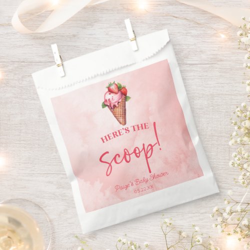 Heres The Scoop Ice Cream Baby Shower Welcome Sign Favor Bag