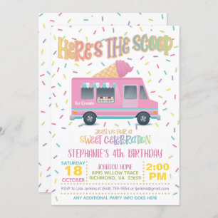 Here's the Scoop Ice Cream Birthday Invitation