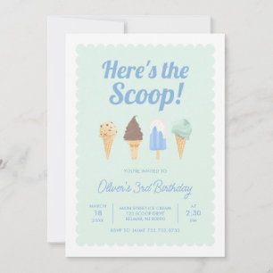 Here's the Scoop Ice Cream Birthday Invitation