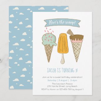 Here's the scoop Ice cream birthday invitation