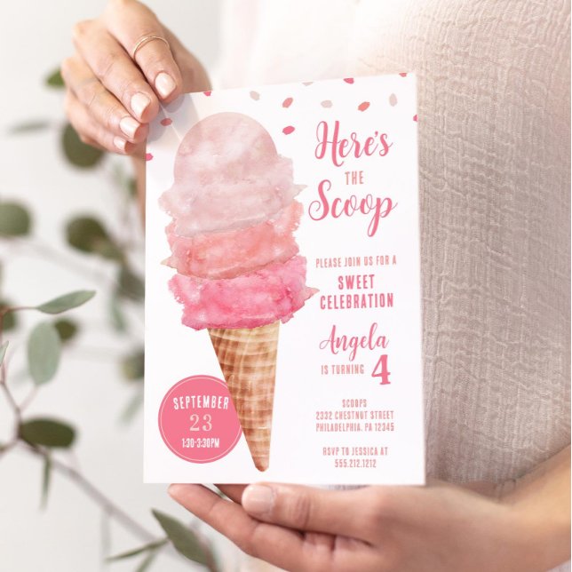 Here's The Scoop Ice Cream Birthday Party Invite (Creator Uploaded)