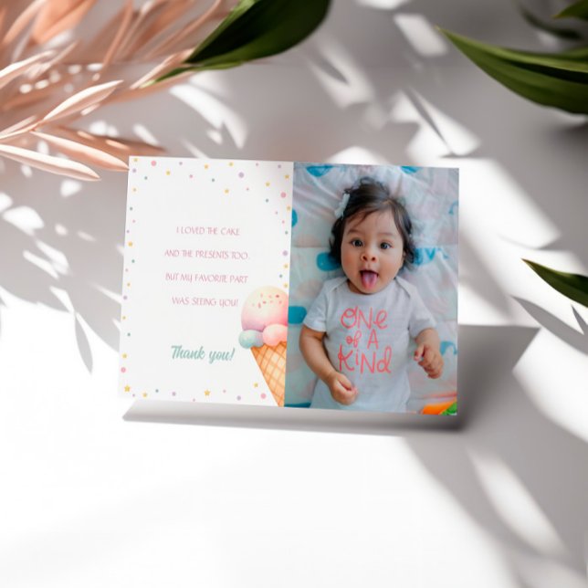 Here's The Scoop Ice Cream Birthday Thank You Card (Creator Uploaded)