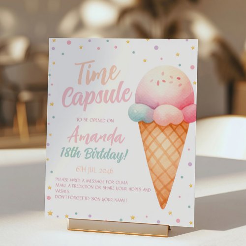 Heres The Scoop Ice Cream Birthday Time Capsule Pedestal Sign