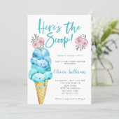 Here's the Scoop Ice Cream Boy Baby Shower Invitation (Standing Front)