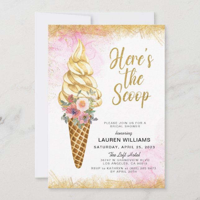 Here's the Scoop Ice Cream Bridal Shower Invitatio Invitation (Front)