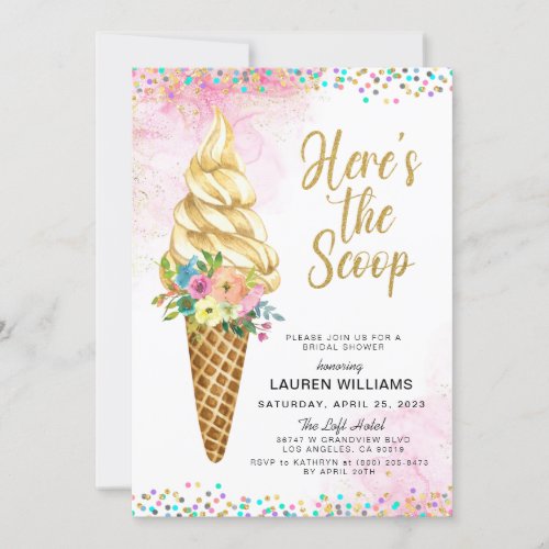Heres the Scoop Ice Cream Bridal Shower Invitatio Invitation