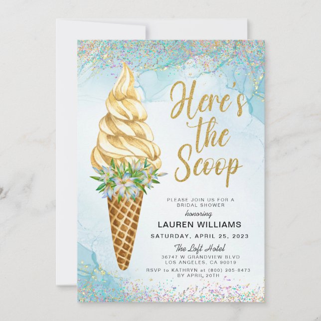 Here's the Scoop Ice Cream Bridal Shower Invitatio Invitation (Front)