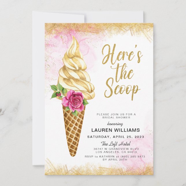 Here's the Scoop Ice Cream Bridal Shower Invitatio Invitation (Front)