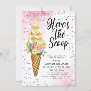 Here's the Scoop Ice Cream Bridal Shower Invitatio Invitation