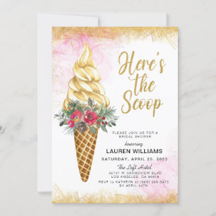 Here's the Scoop Ice Cream Bridal Shower Invitation