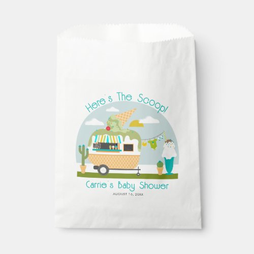 Heres The Scoop Ice Cream Camper Boy Baby Shower Favor Bag