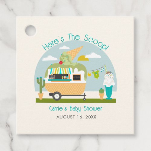 Heres The Scoop Ice Cream Camper Boy Baby Shower Favor Tags