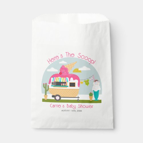 Heres The Scoop Ice Cream Camper Girl Baby Shower Favor Bag