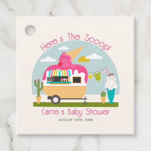 Heres The Scoop Ice Cream Camper Girl Baby Shower Favor Tags