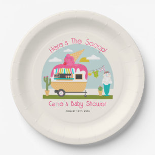 Here's The Scoop Ice Cream Camper Girl Baby Shower Paper Plates