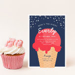 Here's The Scoop Ice Cream Cone Kid Birthday Party Invitation<br><div class="desc">Announce your little one's summer birthday celebration with these festive ice cream themed invitations in a classic red, white, and blue color palette. Modern design features a waffle cone with a scoop of red ice cream with "here's the scoop" arched across the top, and your child's birthday party details beneath....</div>