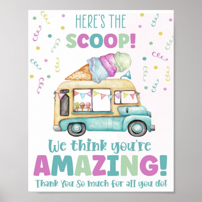 Here's the Scoop Ice Cream Party Poster (Front)