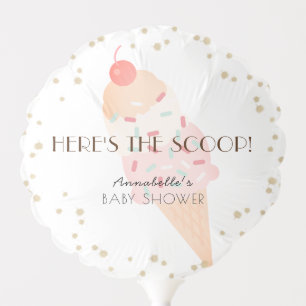 Here's the Scoop Ice Cream Pink Baby Shower Balloon