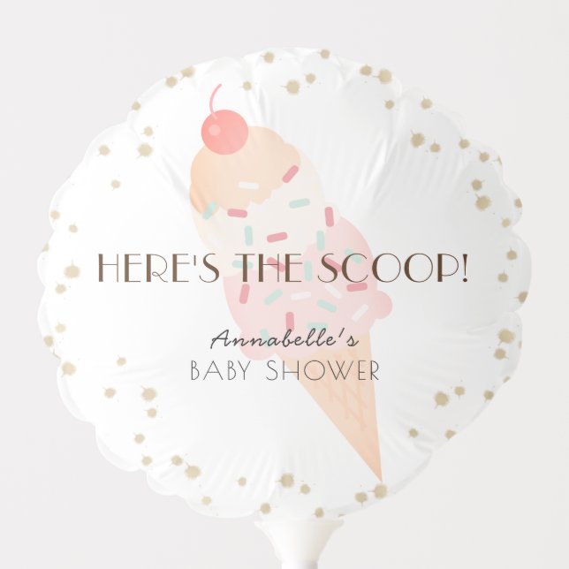 Here's the Scoop Ice Cream Pink Baby Shower Balloon (Front)