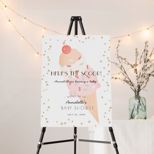 Here's the Scoop Ice Cream Pink Baby Shower Foam Board (In Situ (Stand))