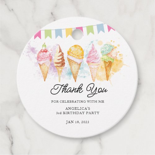 Heres the Scoop Ice Cream Round Favor Tags