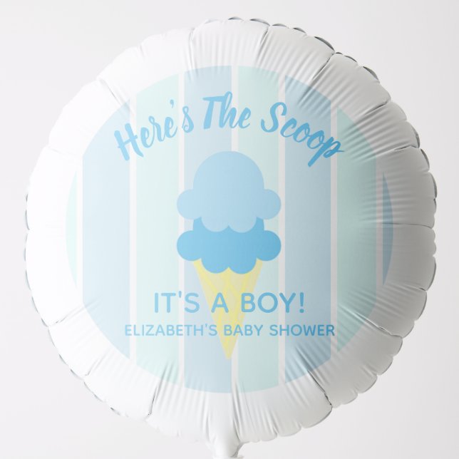 Here's The Scoop Ice Cream Summer Baby Shower Balloon (Front)