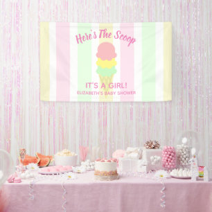 Here's The Scoop Ice Cream Summer Baby Shower Banner