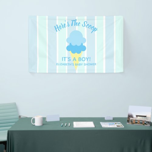 Heres The Scoop Ice Cream Summer Baby Shower Banner