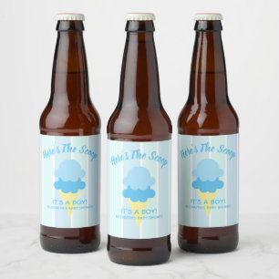 Here's The Scoop Ice Cream Summer Baby Shower Beer Bottle Label