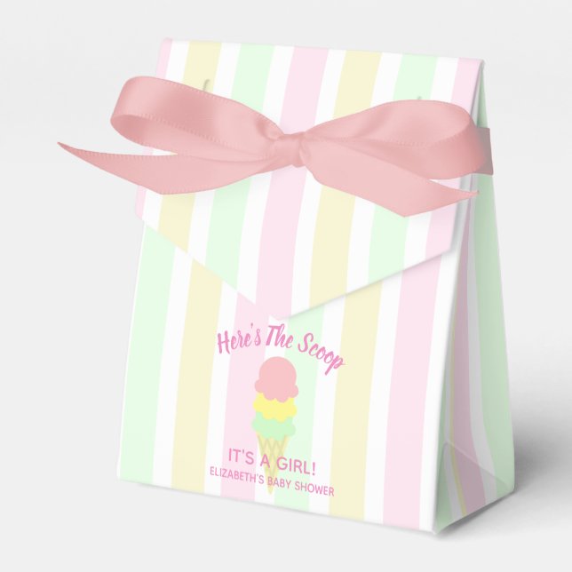 Here's The Scoop Ice Cream Summer Baby Shower Favor Boxes (Front Side)